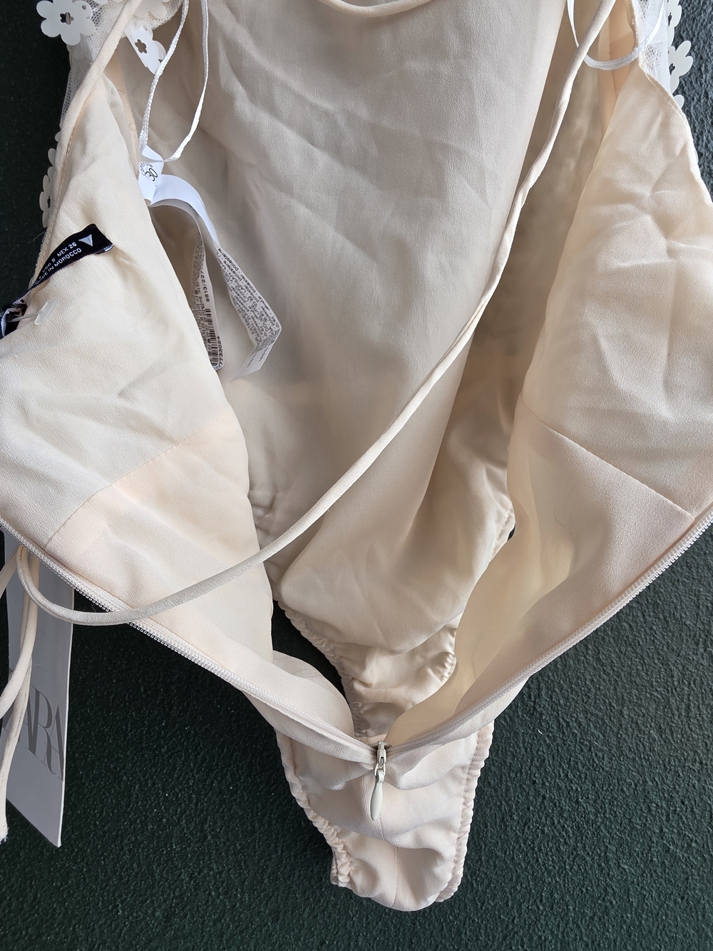 ZARA Cream Floral Mesh Bodysuit - Sheer Lace Appliqué - Picture 10 of 15